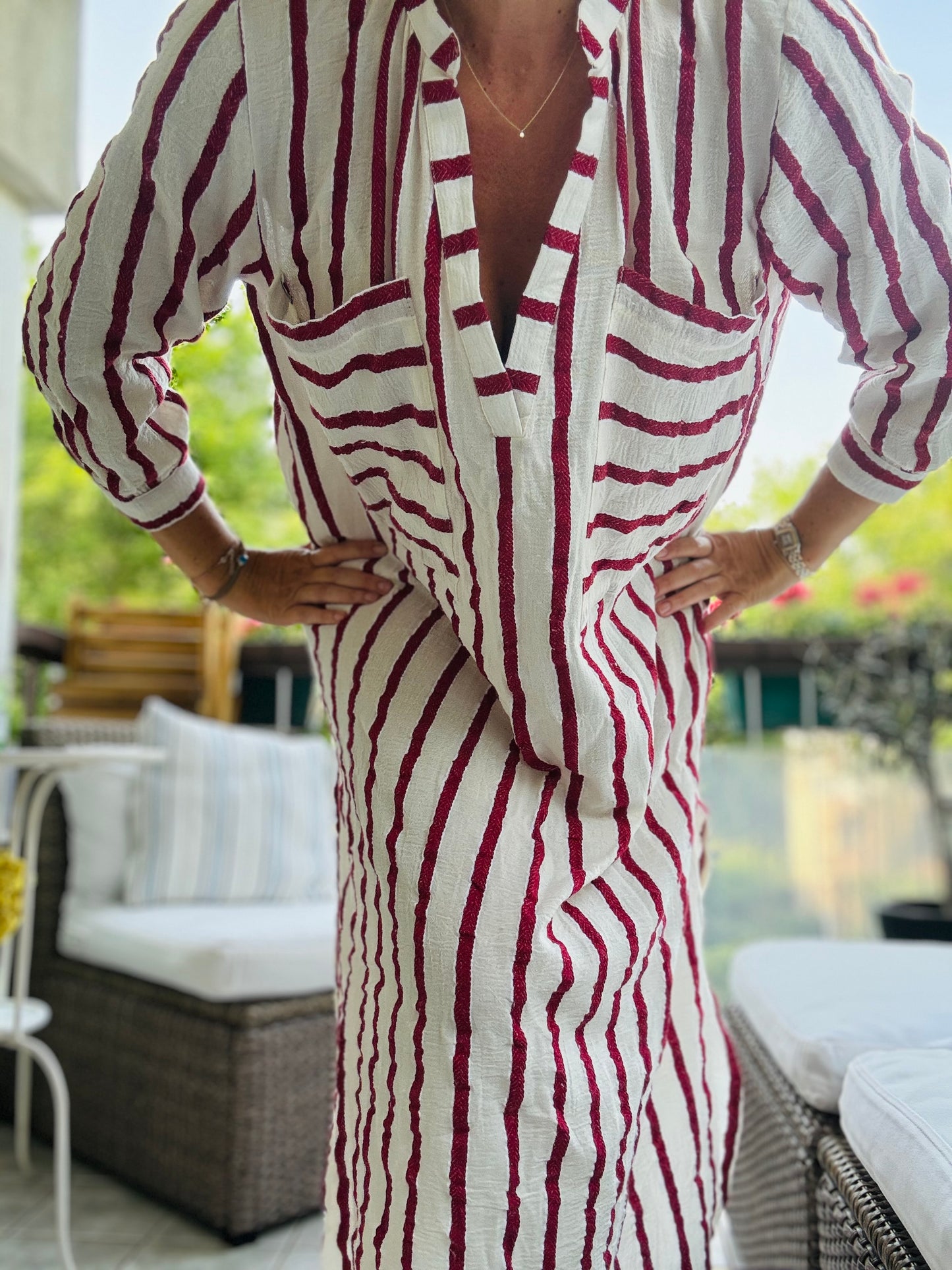 Stripes Cotton Dress Collection•Red